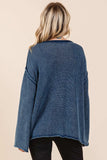 Mittoshop Mineral Wash Patch Pocket Cut Edge Sweater - Trendsi - Flyclothing LLC