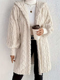 Open Front Long Sleeve Fuzzy Hooded Jacket - Trendsi - Flyclothing LLC