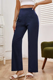High Waist Wide Leg Pants with Pockets - Trendsi - Flyclothing LLC