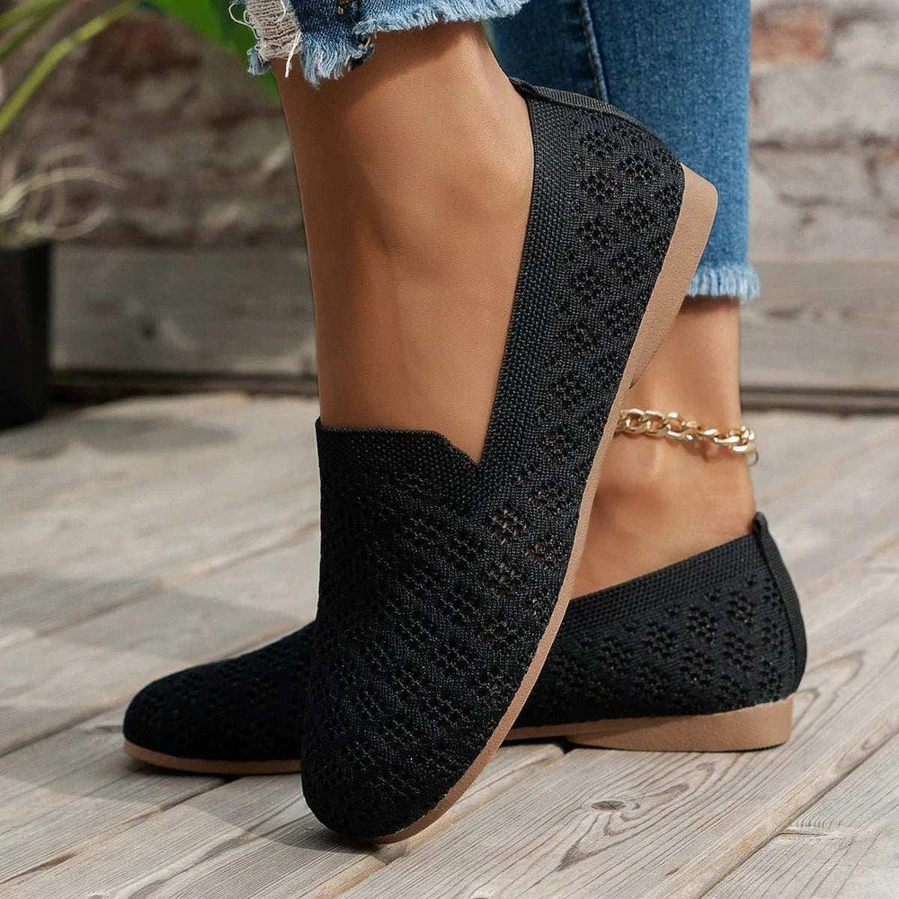 Mesh Round Toe Flat Slip-Ons - Trendsi - Flyclothing LLC