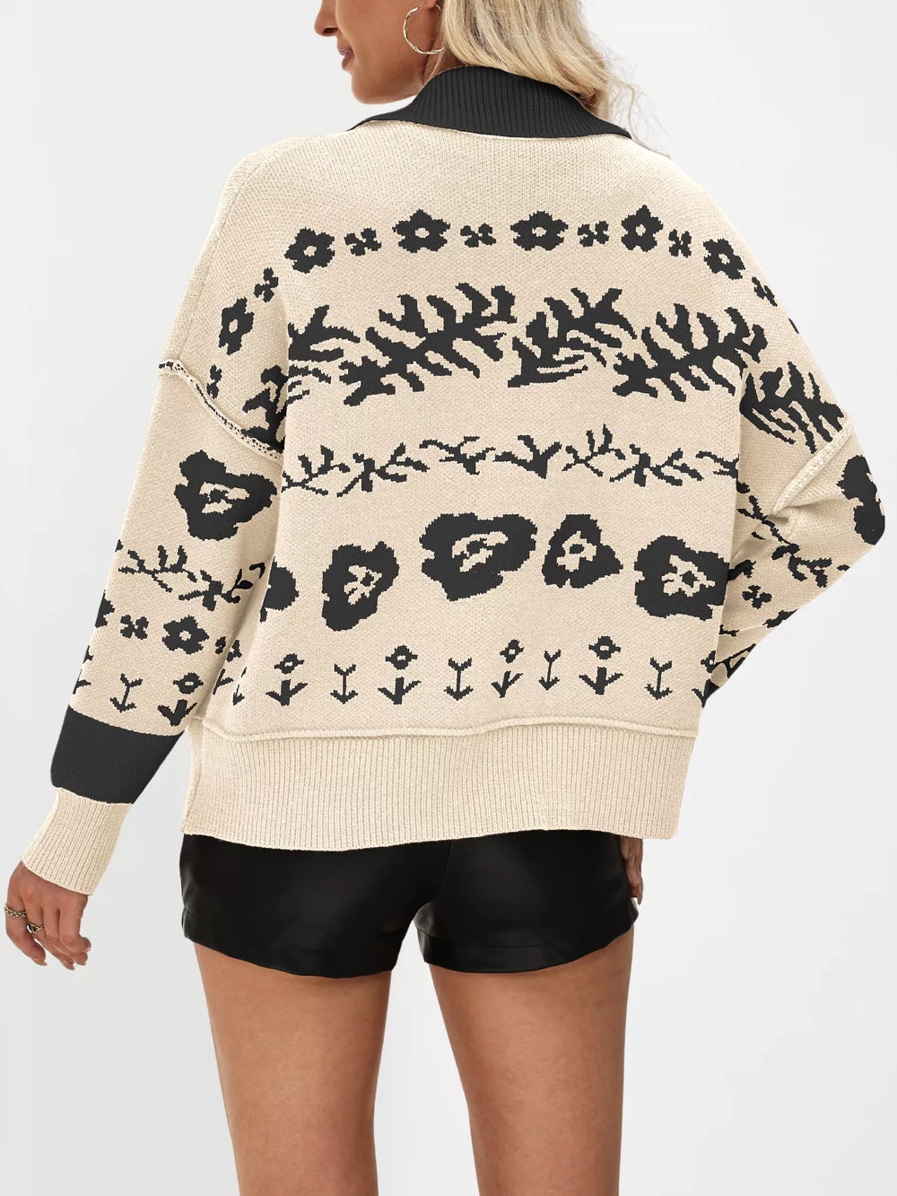 Floral Pattern Button-Down Cardigan - Trendsi - Flyclothing LLC