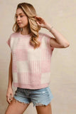 BiBi Checker With Stripes Pattern Sleeveless Sweater - Trendsi - Flyclothing LLC