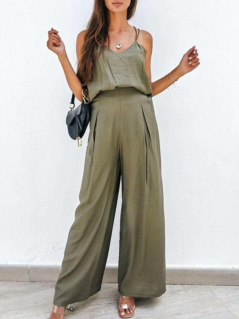 Spaghetti Strap Cami and Wide Leg Pants Set - Trendsi - Flyclothing LLC