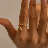 18K Gold-Plated Snake Wrap Adjustable Ring - Trendsi - Flyclothing LLC