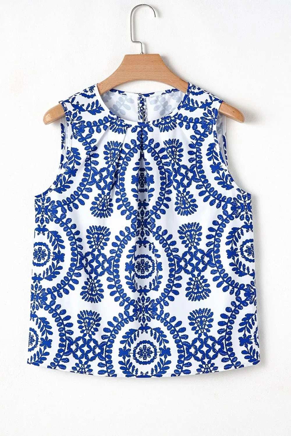 Printed Crew Neck Sleeveless Top - Trendsi - Flyclothing LLC