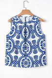 Printed Crew Neck Sleeveless Top - Trendsi - Flyclothing LLC