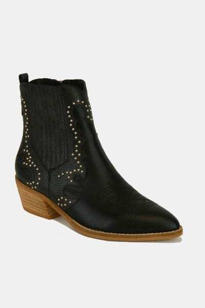 Beast Fashion Studded Detail Point Toe Boots - Trendsi - Flyclothing LLC