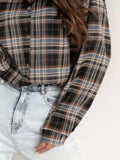 Plaid Collared Neck Long Sleeve Shirt - Trendsi - Flyclothing LLC