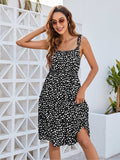 Printed Square Neck Tie Shoulder Dress - Trendsi - Flyclothing LLC