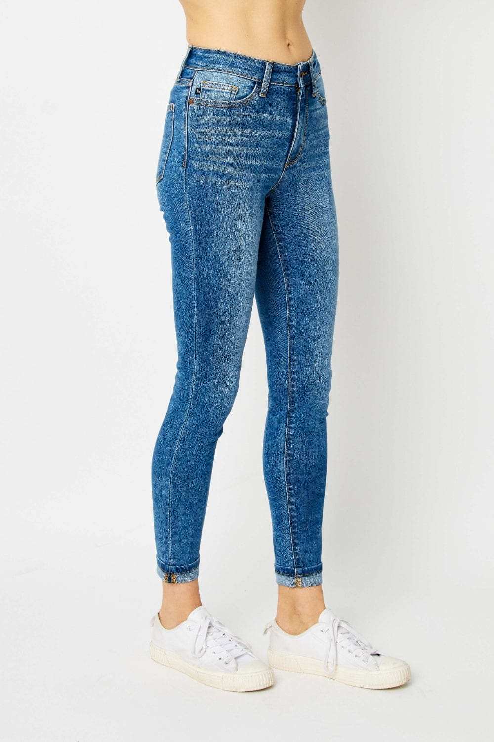 Judy Blue Full Size Cuffed Hem Skinny Jeans - Trendsi - Flyclothing LLC