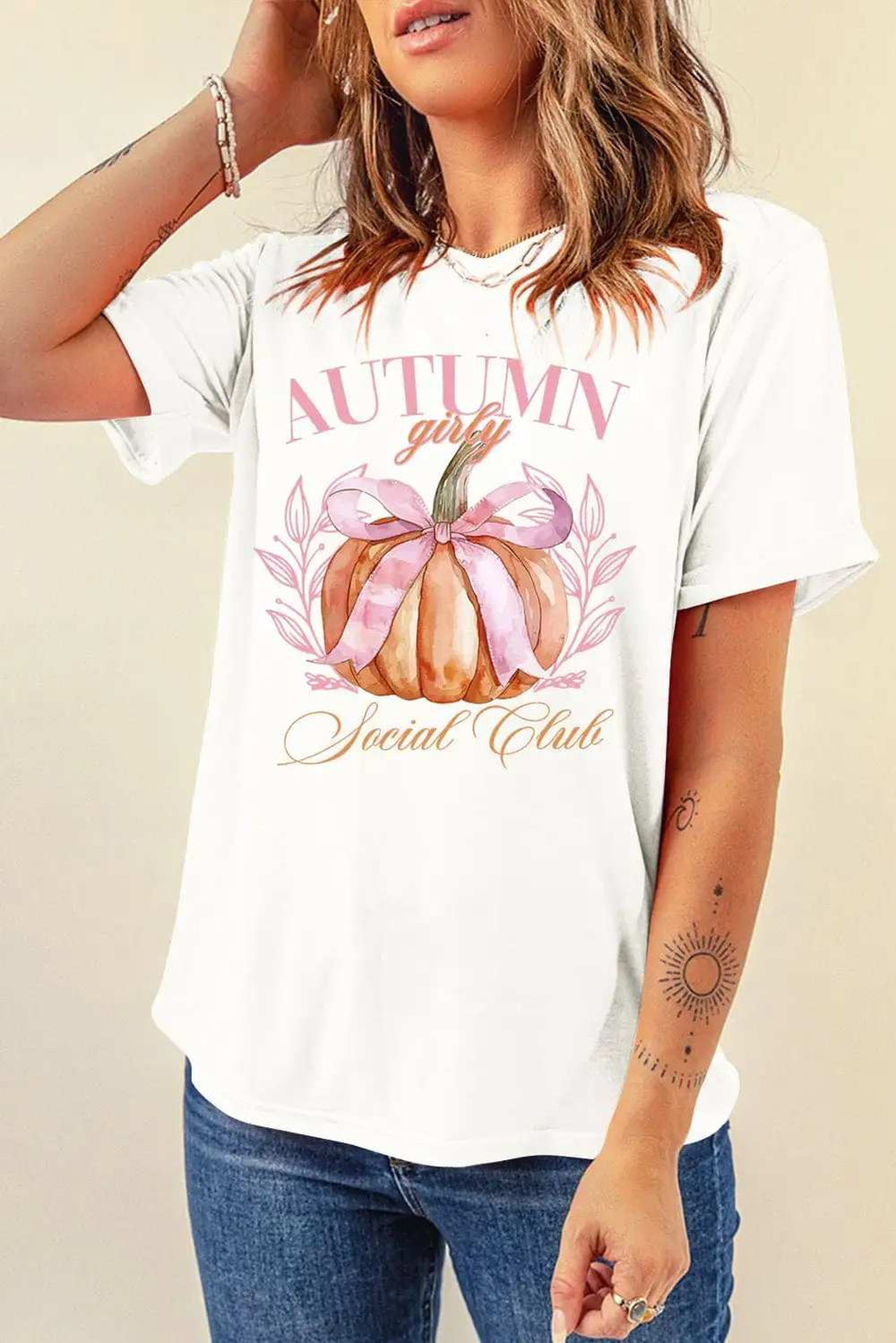 Pumpkin Graphic Round Neck Short Sleeve T-Shirt - Trendsi - Flyclothing LLC
