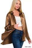 Zenana Satin Button Down Long Sleeve Shirt - Trendsi - Flyclothing LLC