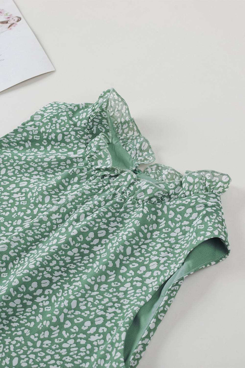 Frill Printed Round Neck Tank - Trendsi - Flyclothing LLC