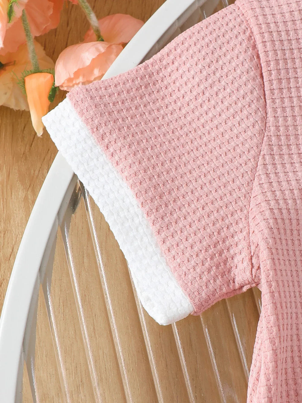 Children's Honey Flower Waffle Knit Tee and Shorts Set - Trendsi - Flyclothing LLC