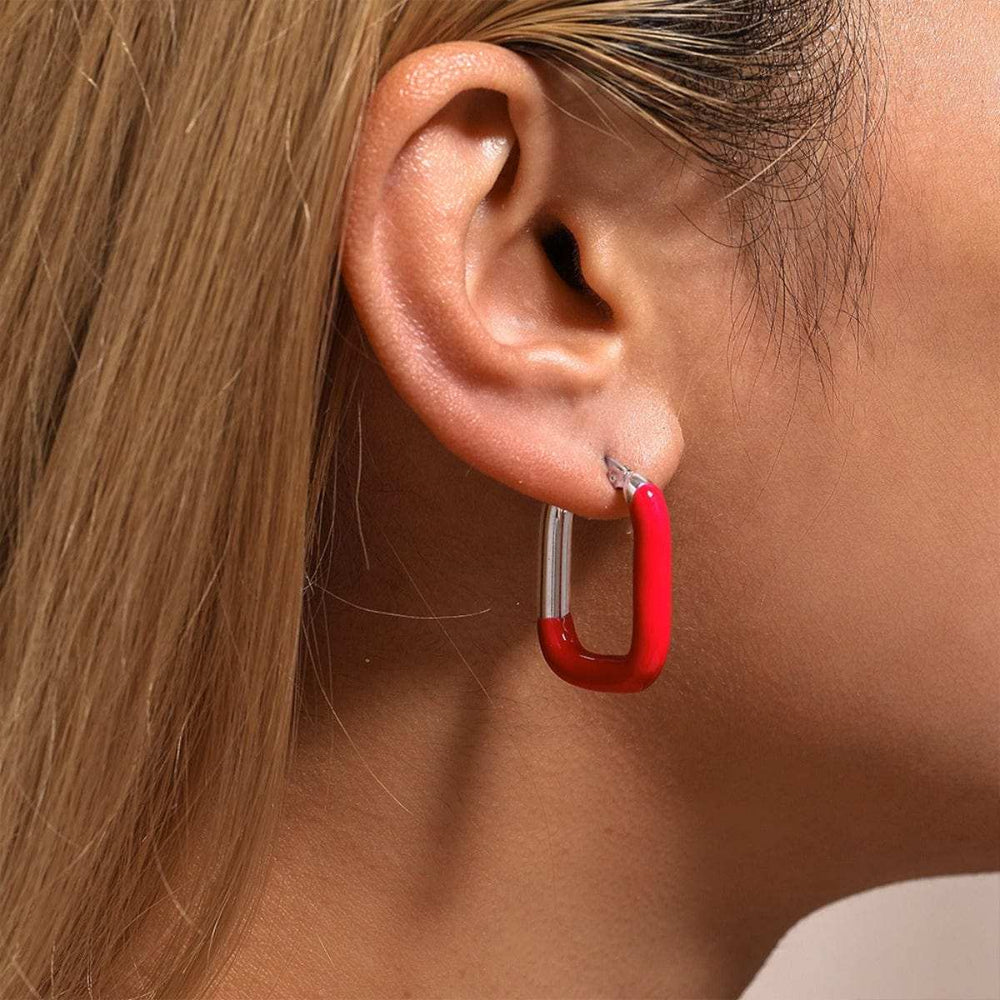 Stainless Steel Drip Oil Contrast Earring - Trendsi - Flyclothing LLC
