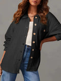 Textured Button Up Long Sleeve Shacket - Trendsi - Flyclothing LLC