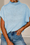 Turtleneck Cap Sleeve Sweater - Trendsi - Flyclothing LLC