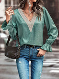 V-Neck Flounce Sleeve Blouse - Trendsi - Flyclothing LLC