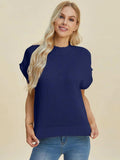 Double Take Full Size Mock Neck Short Sleeve Sweater - Trendsi - Flyclothing LLC