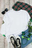 Lucky Clover Round Neck Long Sleeve Sweatshirt - Trendsi - Flyclothing LLC