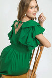 Umgee Double Ruffle Sleeve Fit and Flare Dress - Trendsi - Flyclothing LLC