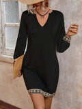 Embroidered Notched Long Sleeve Mini Dress - Trendsi - Flyclothing LLC