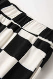 Checkerboard V Neck Loose Tee and Shorts Set - Trendsi - Flyclothing LLC