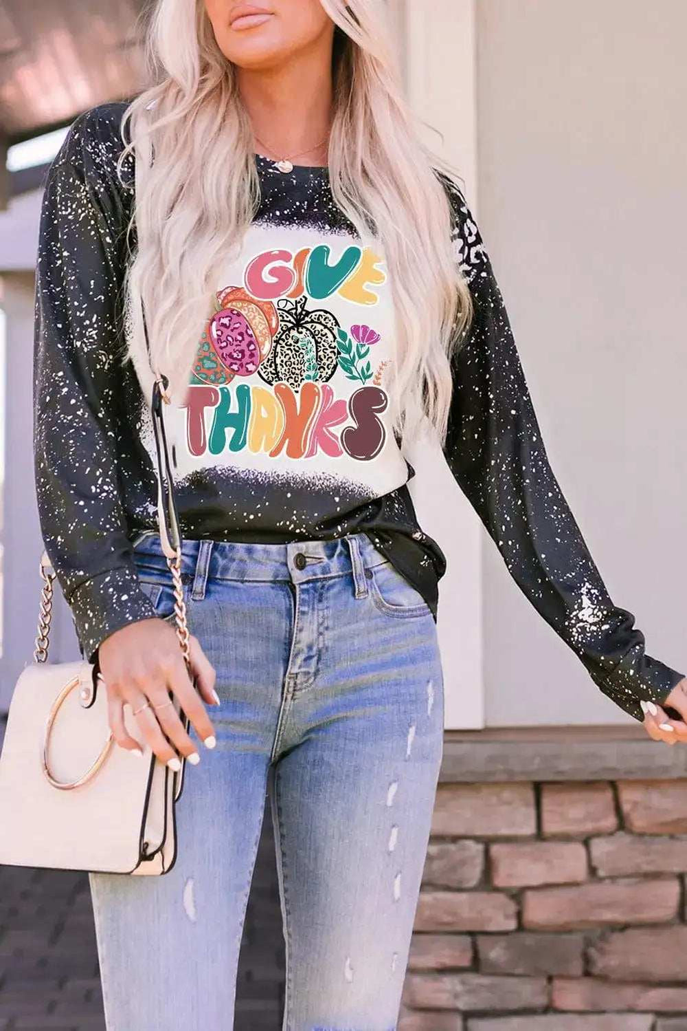Pumpkin Graphic Round Neck Long Sleeve T-Shirt - Trendsi - Flyclothing LLC