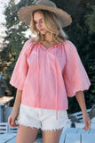 ODDI Full Size Poplin Bubble Sleeve Blouse - Trendsi - Flyclothing LLC
