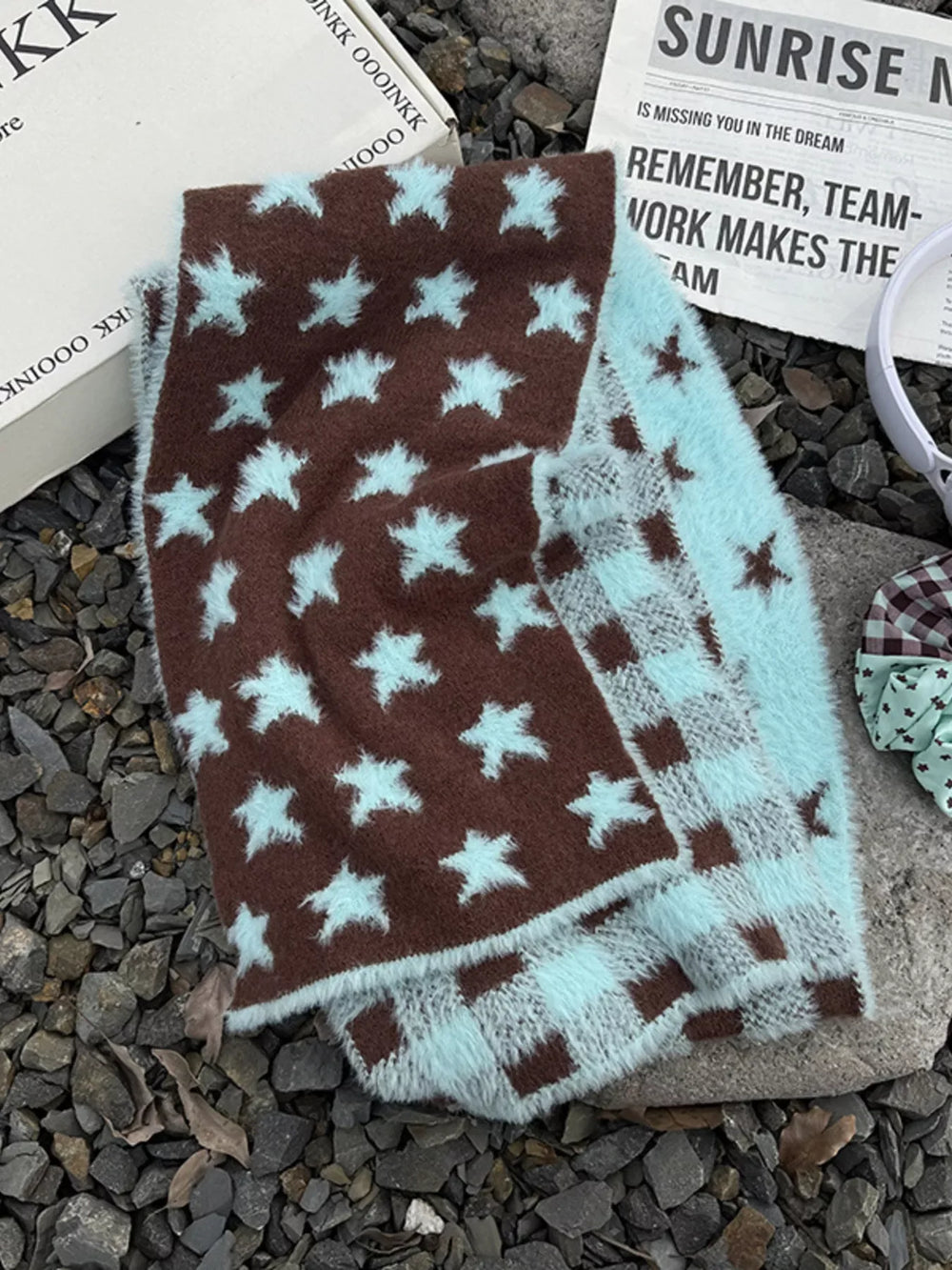 Star Plaid Plush Scarf - Trendsi - Flyclothing LLC