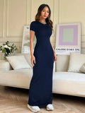 Short Sleeve Maxi Tee Dress - Trendsi - Flyclothing LLC