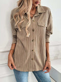 Textured Collared Neck Button Down Shacket - Trendsi - Flyclothing LLC