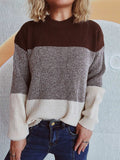 Color Block Long Sleeve Sweater - Trendsi - Flyclothing LLC