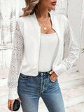 Baseball Collar Lace Patchwork Long Sleeve Jacket - Trendsi - Flyclothing LLC