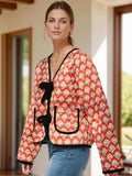 Tied Printed Long Sleeve Jacket - Trendsi - Flyclothing LLC