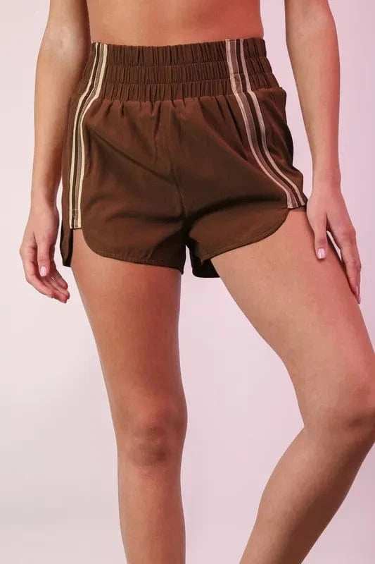 VERY J Striped Trim Detail Activewear Shorts - Trendsi - Flyclothing LLC