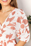 Printed Surplice Balloon Sleeve Dress - Trendsi - Flyclothing LLC