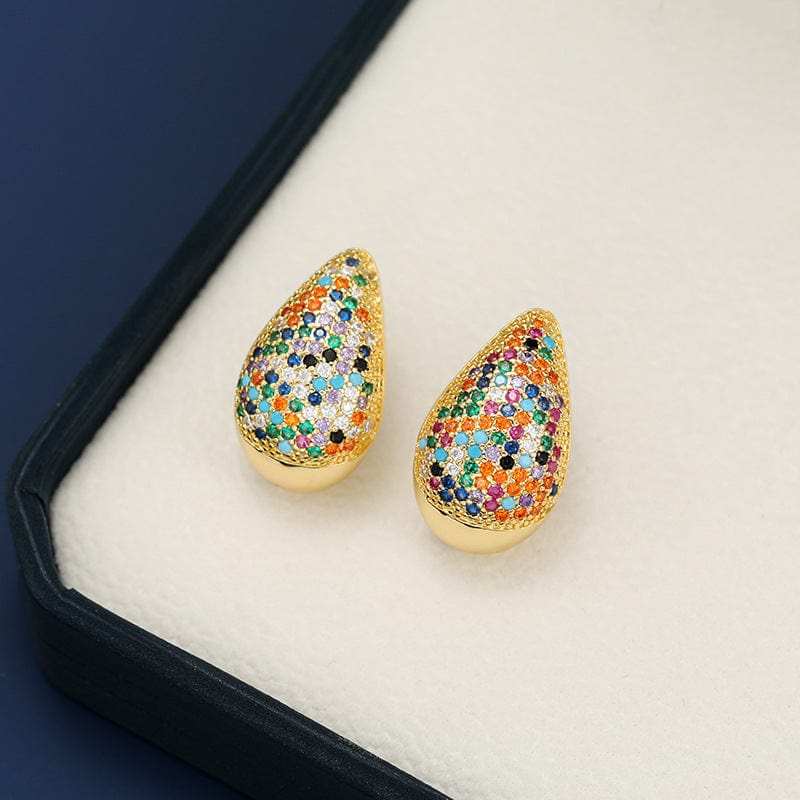 18K Gold-Plated Zircon Teardrop Earring - Trendsi - Flyclothing LLC