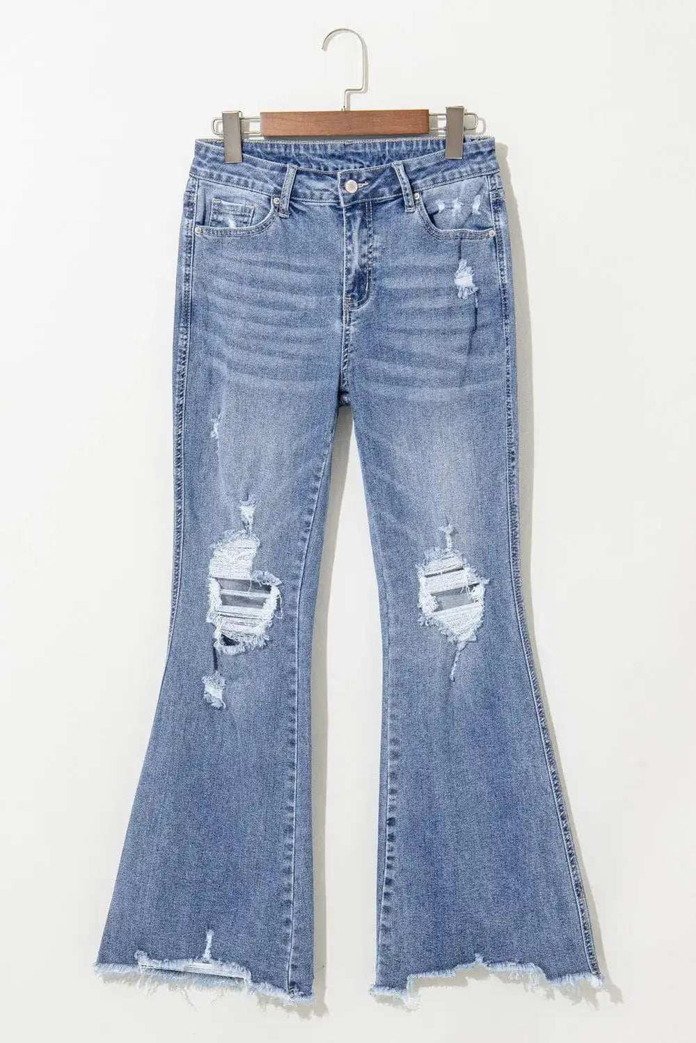 Distressed Raw Hem Bootcut Jeans - Trendsi - Flyclothing LLC