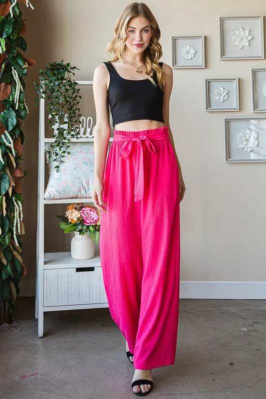 Heimish Full Size Front Tie Pants with Paperbag Waistband Plus Size - Trendsi - Flyclothing LLC