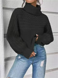 Full Size Textured Knit Turtleneck Long Sleeve Sweater Plus Size - Trendsi - Flyclothing LLC