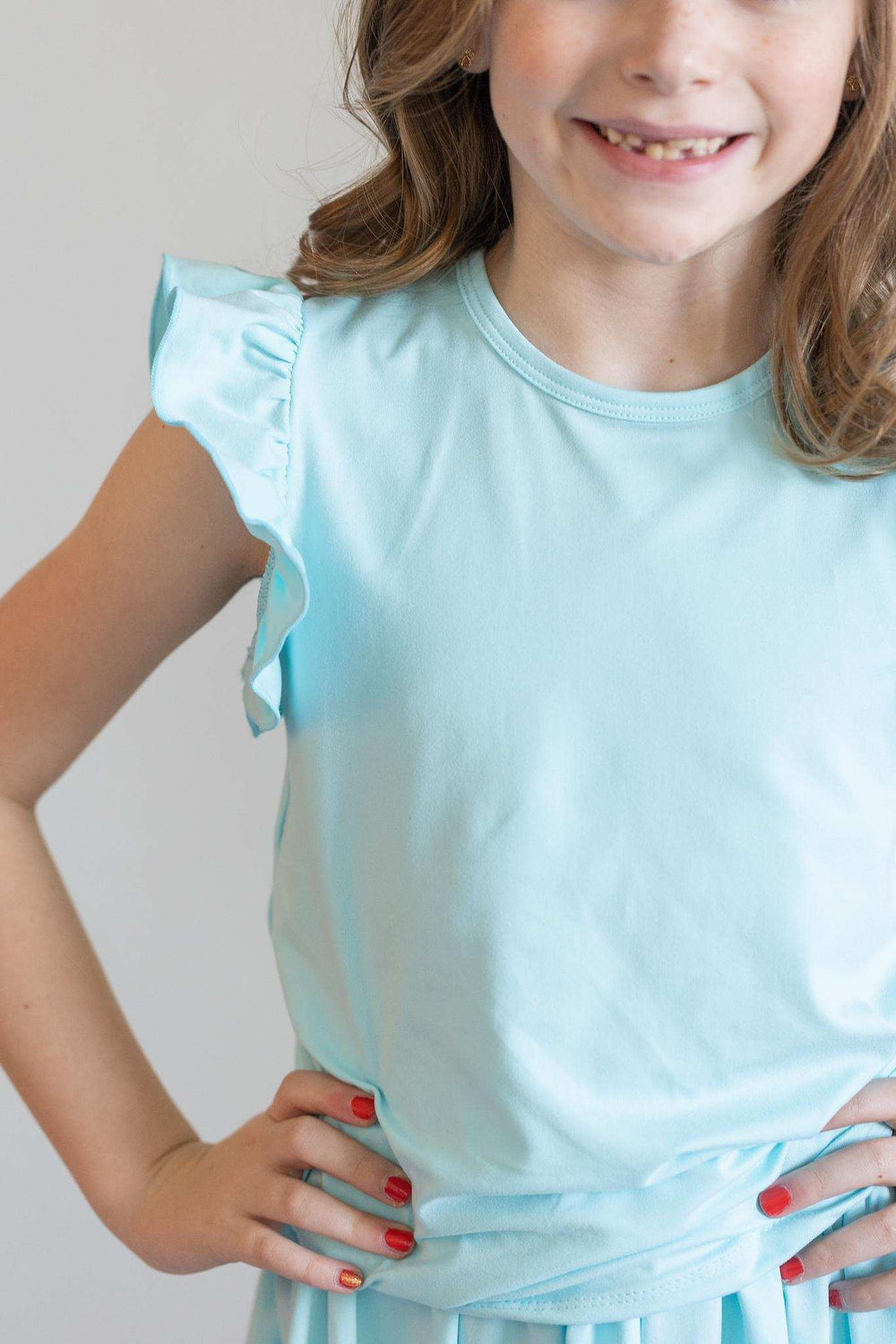 Aqua S/S Ruffle Tee - Mila & Rose ® - Flyclothing LLC