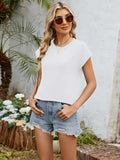 Round Neck Short Sleeve T-Shirt - Trendsi - Flyclothing LLC