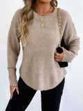 Textured Knit Relaxed Fit Round Neck Sweater - Trendsi - Flyclothing LLC