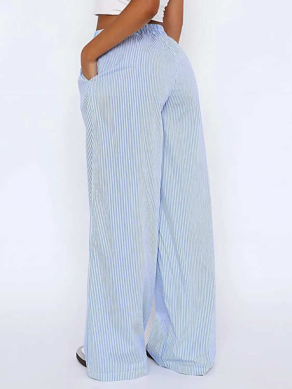 Elastic Waist Wide Leg Pants - Trendsi - Flyclothing LLC