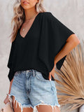 V-Neck Half Sleeve Blouse - Trendsi - Flyclothing LLC