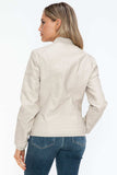 Snobbish Faux Leather Biker Jacket with Side Zip Pockets - Trendsi - Flyclothing LLC