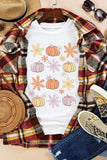 Pumpkin & Flower Round Neck Short Sleeve T-Shirt - Trendsi - Flyclothing LLC