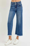 RISEN High Rise Crop Wide Leg Jeans with Wide Band Detail - Trendsi - Flyclothing LLC