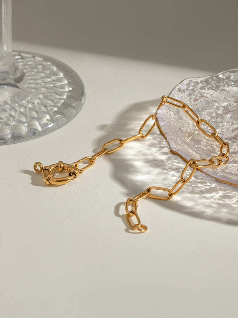 18K Gold-Plated Stainless Steel Chain Bracelet - Trendsi - Flyclothing LLC